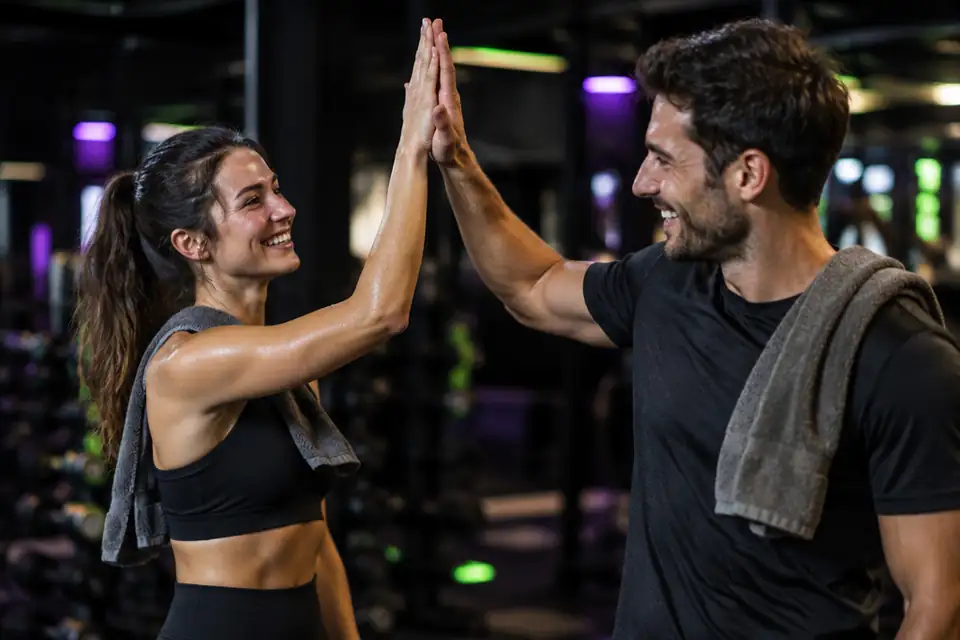 Alunos comemorando juntos depois do treino